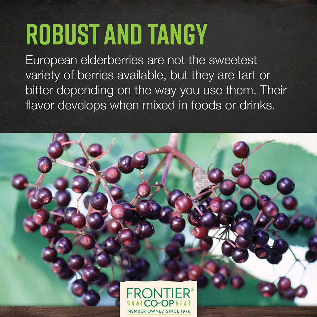 Frontier Co-op Organic Dried Elderberries - 1lb Bulk Bag (European Whole) | Kosher & Non-GMO
