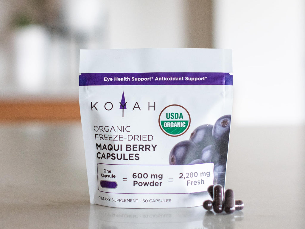 KOYAH Organic Maqui Berry Capsules – Freeze-Dried, 600 mg, 60 Capsules | Vegan, Gluten-Free, Non-GMO