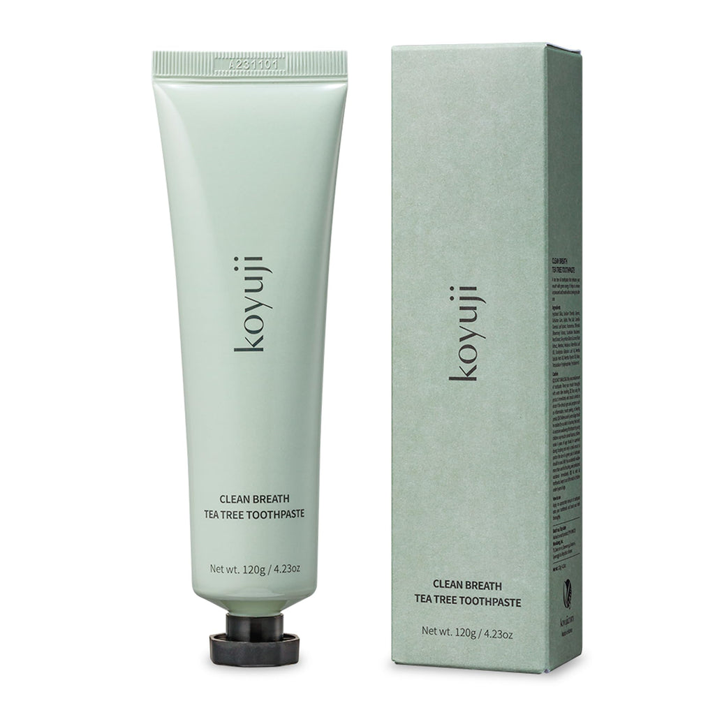 Koyuji Clean Breath Tea Tree Toothpaste - Fluoride Free, SLS Free, Foamless, Vegan | Natural Breath Care