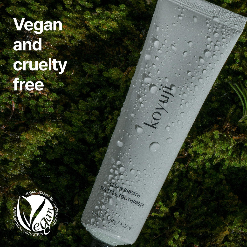 Koyuji Clean Breath Tea Tree Toothpaste - Fluoride Free, SLS Free, Foamless, Vegan | Natural Breath Care