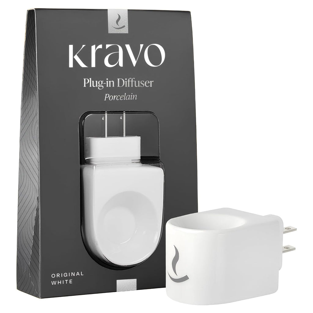 Kravo Porcelain Essential Oil Diffuser – Original White | Plug-in Aromatherapy Diffuser