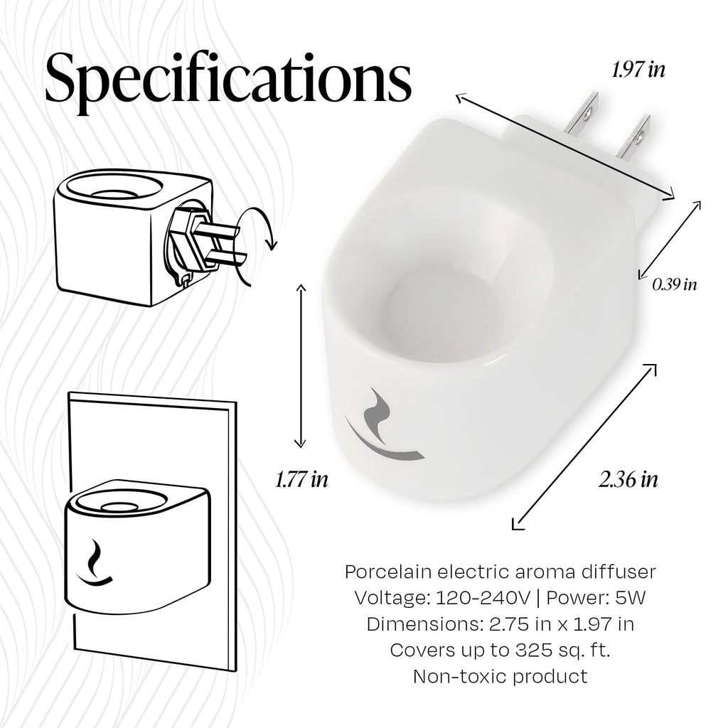Kravo Porcelain Essential Oil Diffuser – Original White | Plug-in Aromatherapy Diffuser