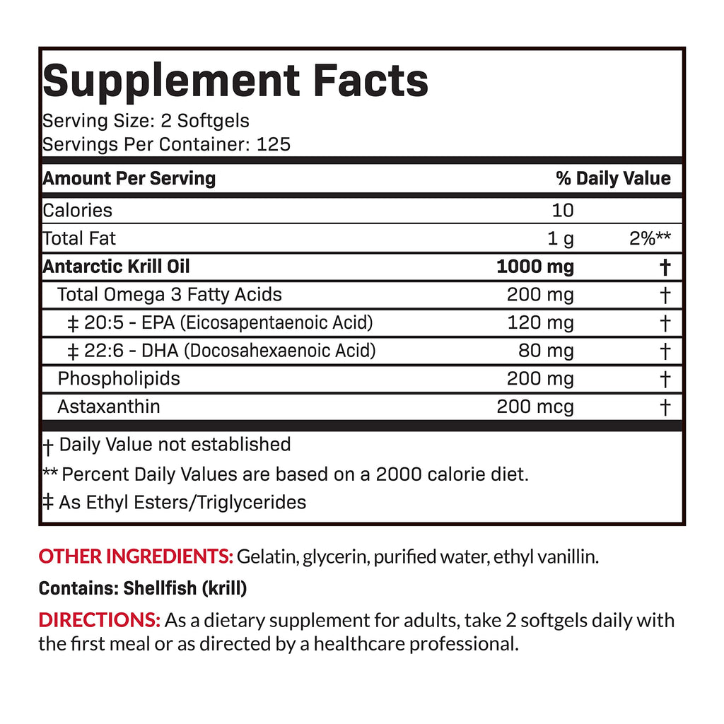 Futurebiotics Antarctic Krill Oil 1000mg – Omega-3 EPA/DHA, Astaxanthin, 250 Softgels