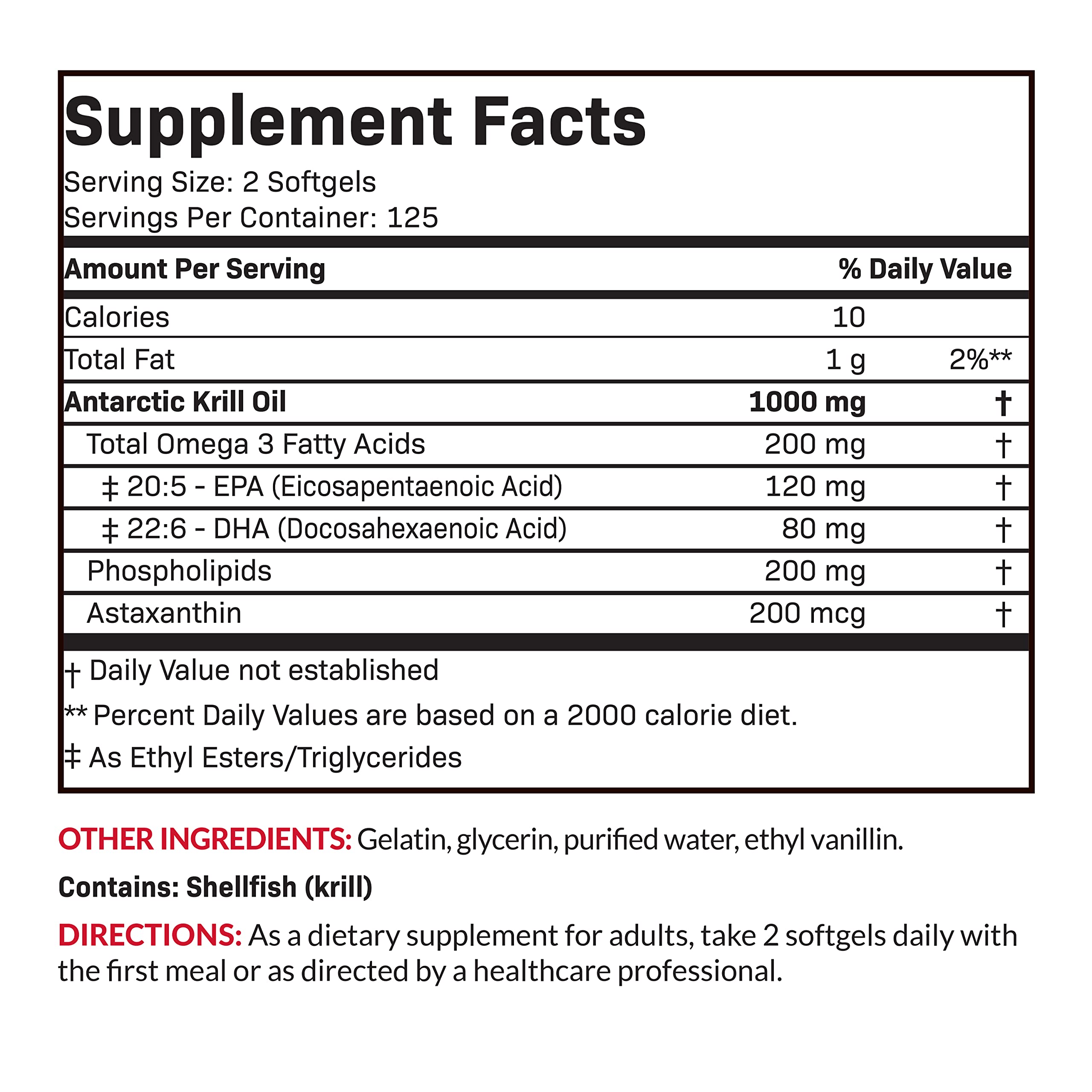 Futurebiotics Antarctic Krill Oil 1000mg – Omega-3 EPA/DHA, Astaxanthin, 250 Softgels