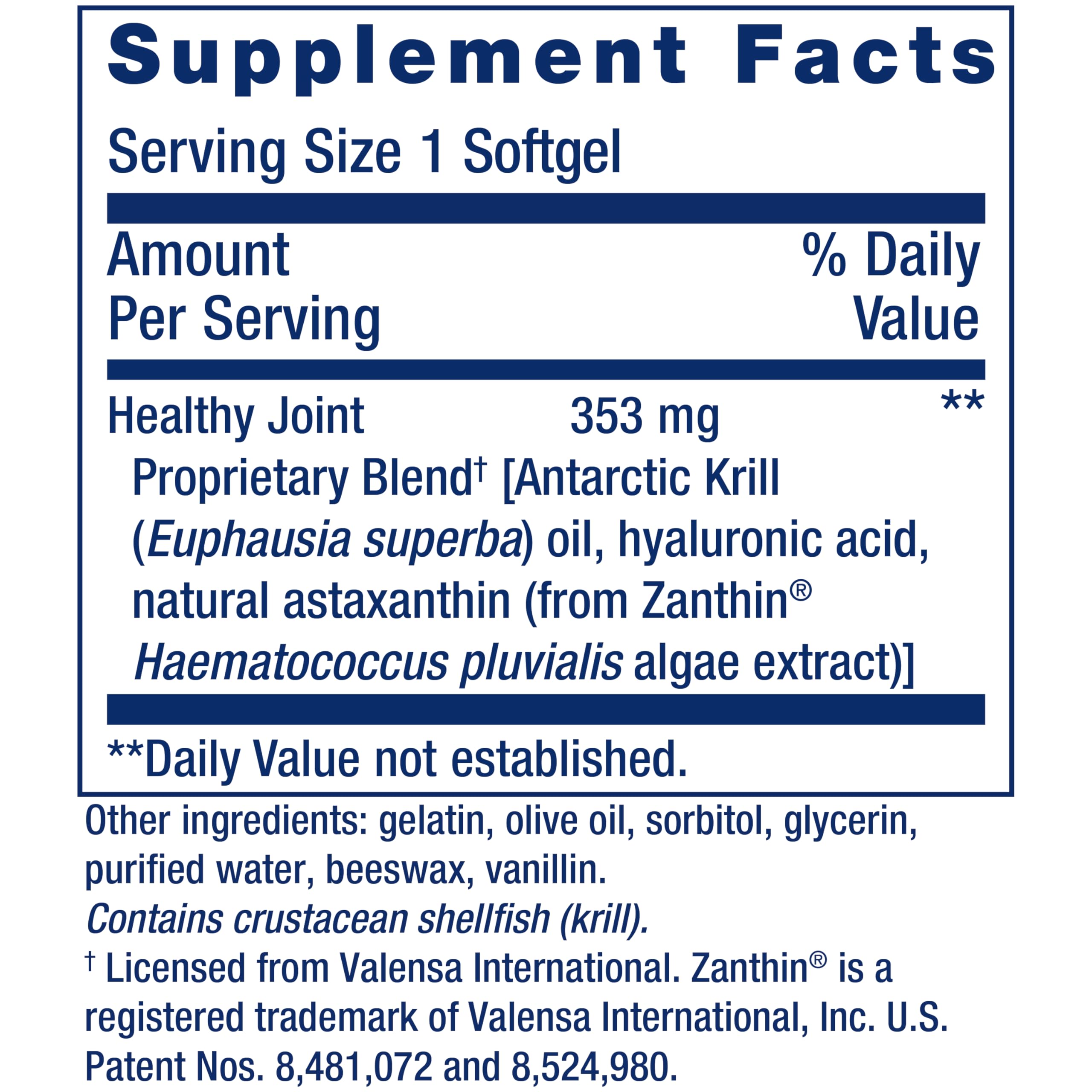 Life Extension Krill Healthy Joint Formula – Krill Oil, Hyaluronic Acid, Astaxanthin | 30 Softgels