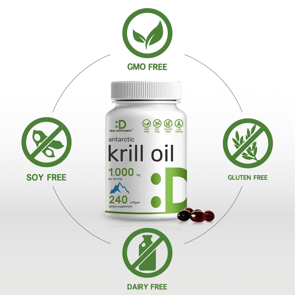DEAL SUPPLEMENT Antarctic Krill Oil 2 Pack – 1,000mg/Serving, 480 Softgels