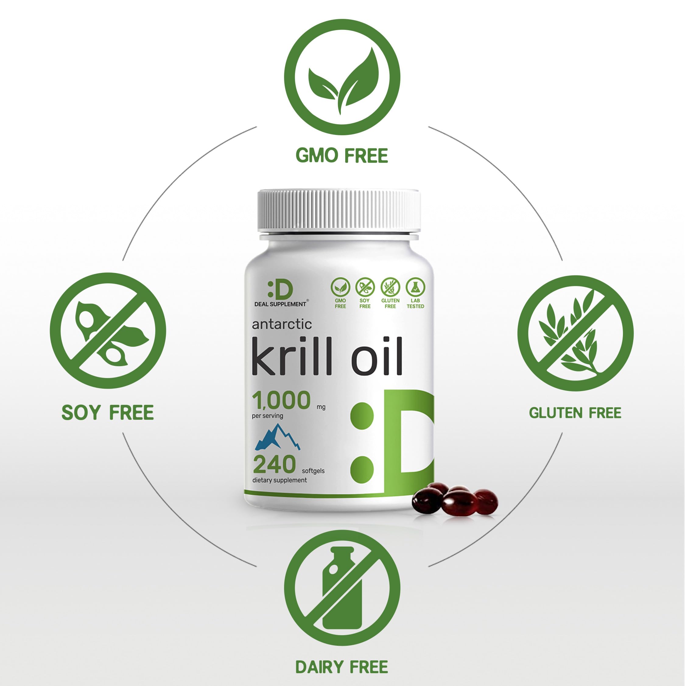 DEAL SUPPLEMENT Antarctic Krill Oil 2 Pack – 1,000mg/Serving, 480 Softgels