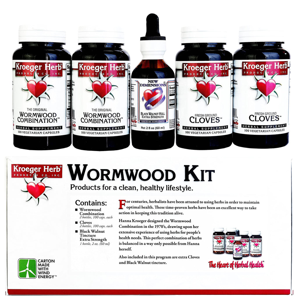 Kroeger Herb Wormwood Detox Kit – Capsules, Non-GMO & Gluten Free, Made in USA