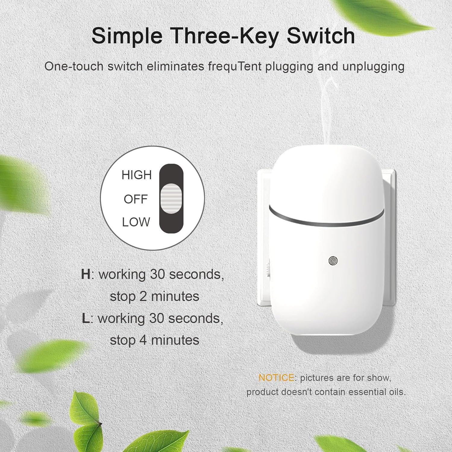 Kuandawei Plug-in Waterless Diffuser – 500 Sq Ft Coverage, Wall-Mount Essential Oil Diffuser for Home, Office, Hotel