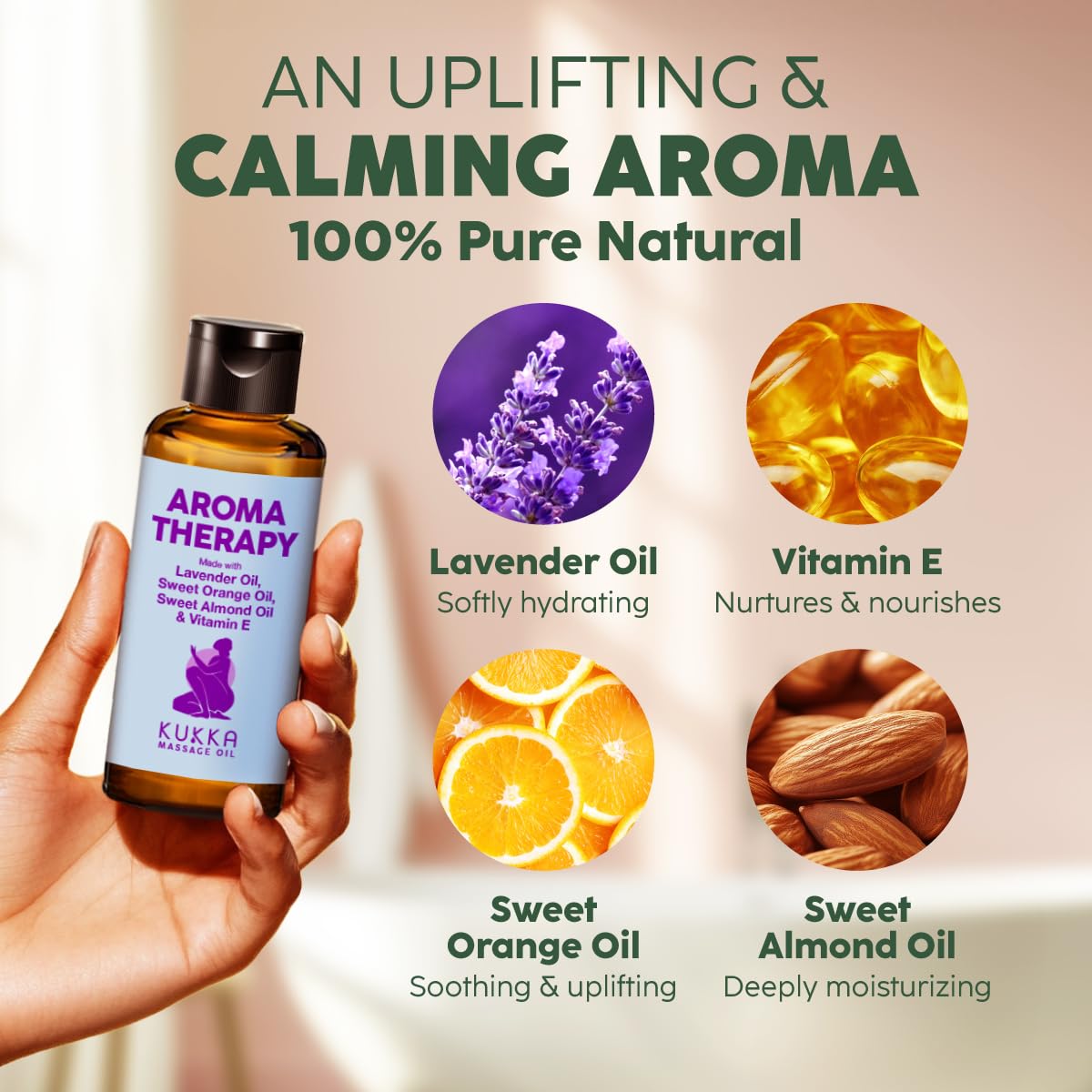 KUKKA Aromatherapy Massage Oil – Massage Therapy & Sore Muscles | 3.4 Fl Oz
