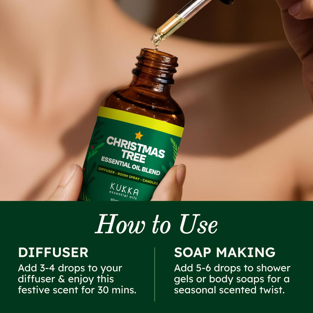 Kukka Christmas Tree Essential Oil Blend - 2 oz | Spearmint, Cedarwood, Pine Needle