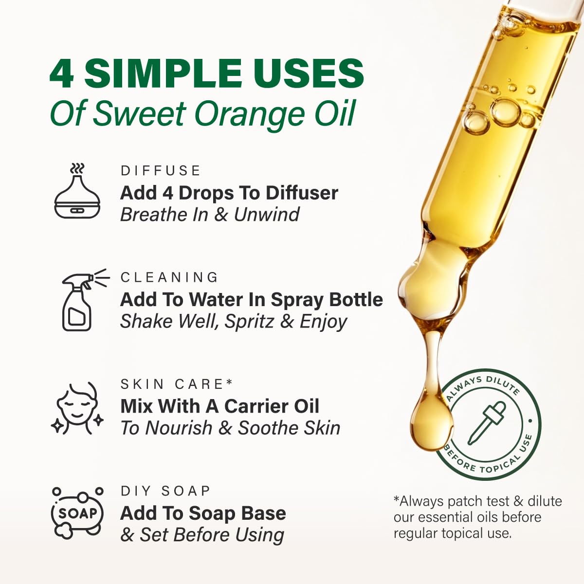 KUKKA Orange Essential Oils - 4 Fl Oz for Hair, Skin, Diffuser & Soap Making