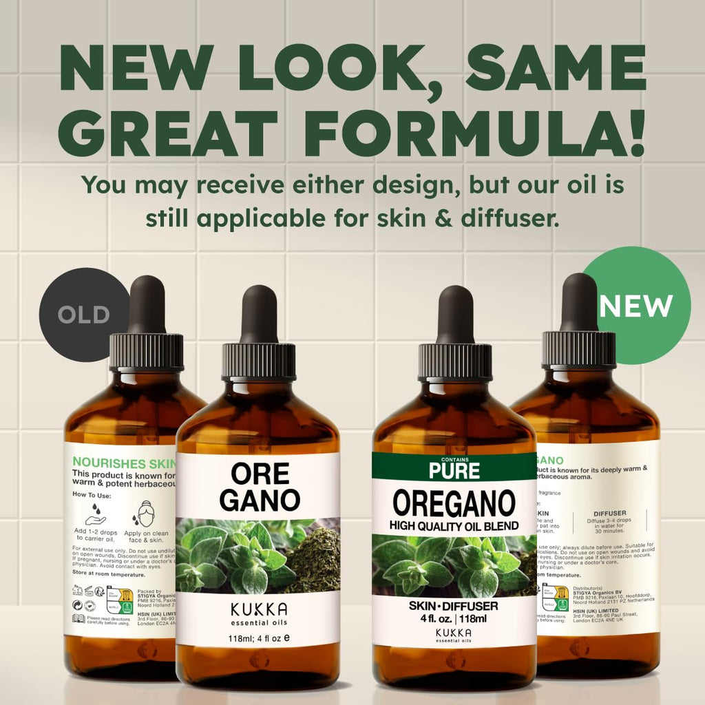 KUKKA Oregano Essential Oils - 4 Fl Oz | Hair & Skin Care, Diffuser, Aromatherapy & DIY Soap Making