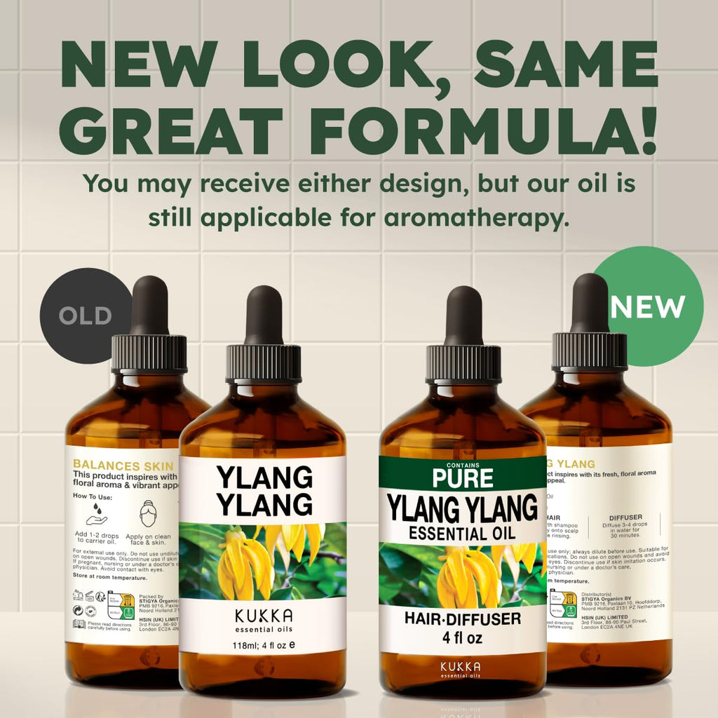 KUKKA Ylang-Ylang Essential Oils – 4 Fl Oz | Hair, Skin, Diffuser, Aromatherapy & DIY Soap Making