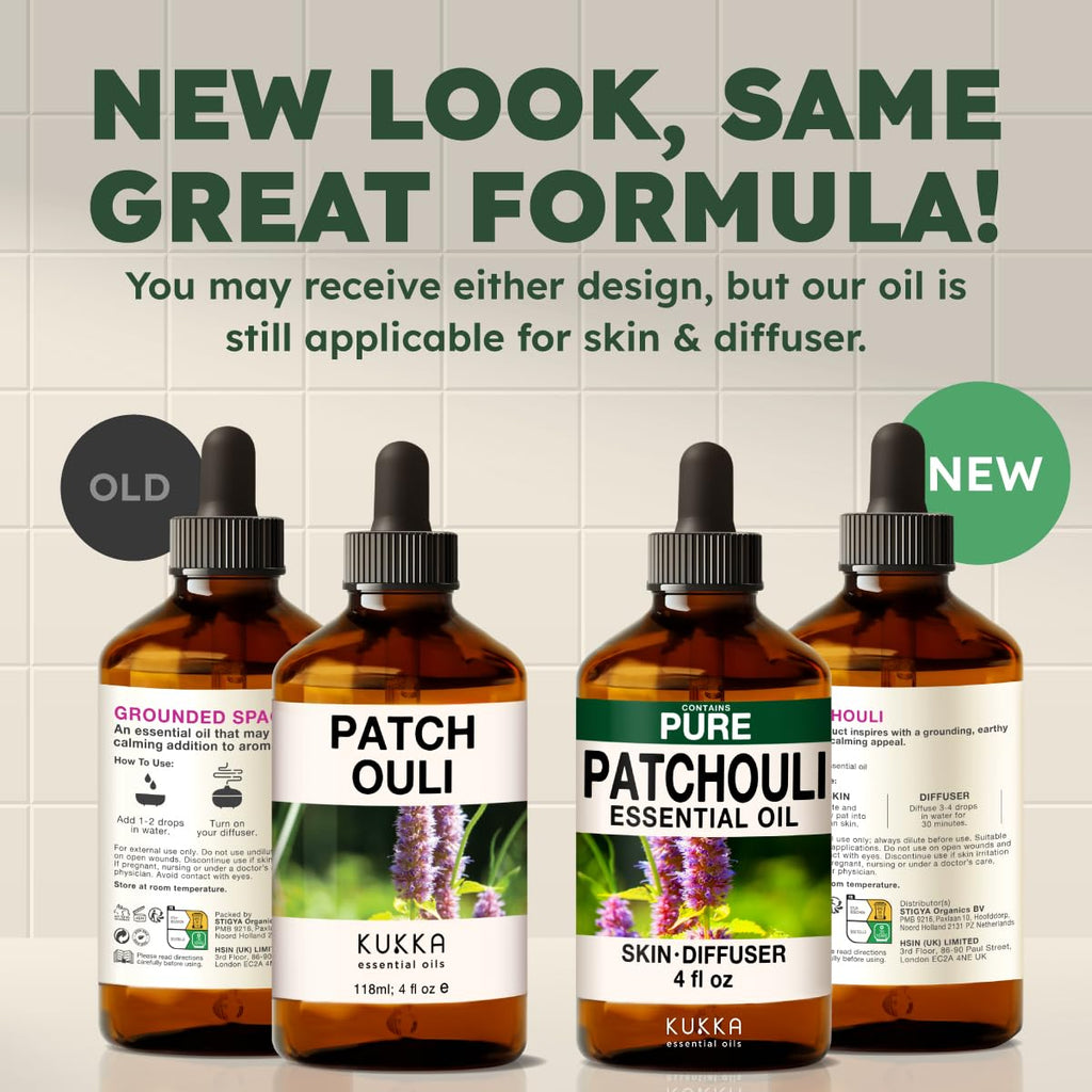 KUKKA Patchouli Essential Oil - 4 Oz | Diffuser, Aromatherapy, Skin & Hair Care, DIY Soap Making