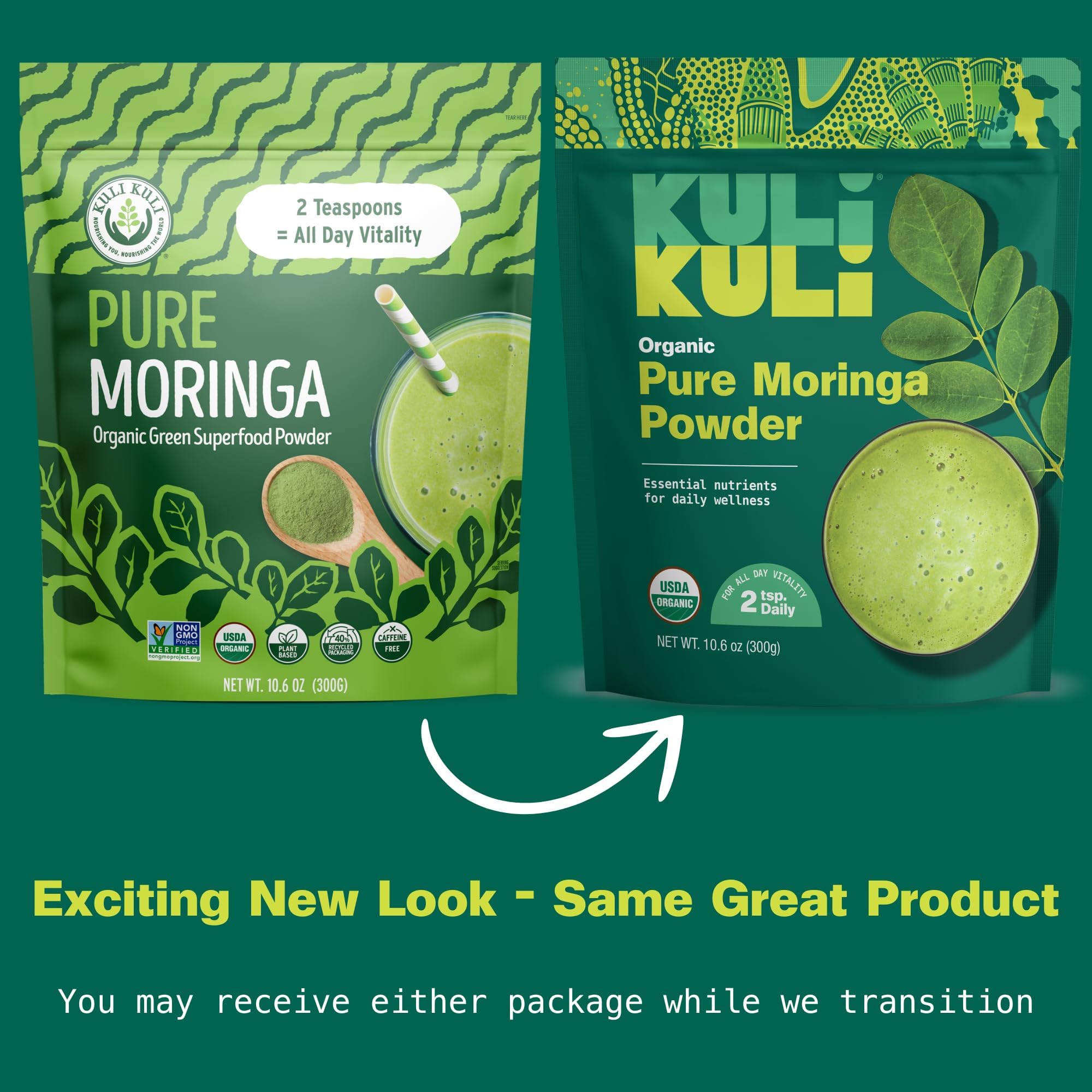 Kuli Kuli Moringa Oleifera Organic Powder – Pure, USDA Certified, Non-GMO Moringa for Smoothies, Tea & Food (10.6 oz)