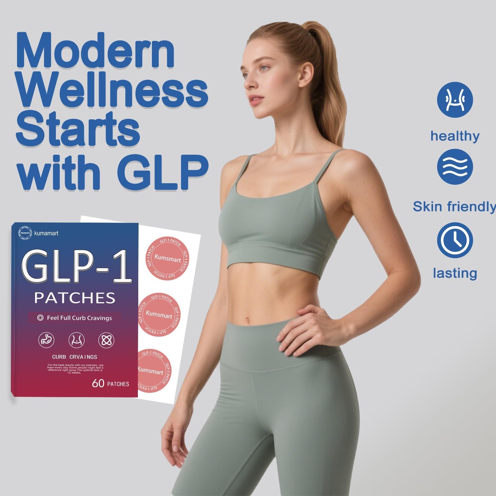 kumamart GLP-1 Patches – 60 Count, 12-Hour Hunger Support, Natural Plant-Based Ingredients