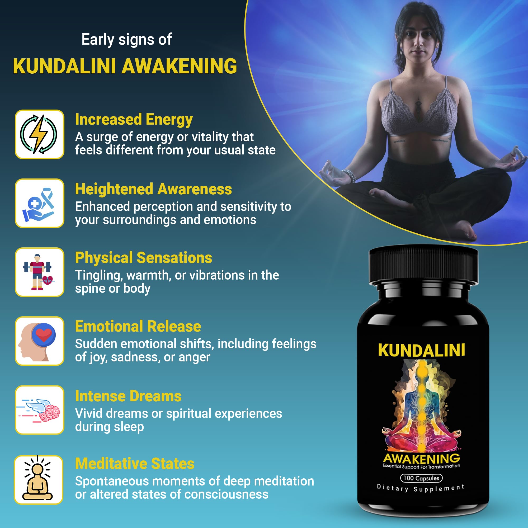 Kundalini Awakening Herbal Supplement – Ayurvedic Blend with Ashwagandha, Bacopa, Tulsi and Haritaki