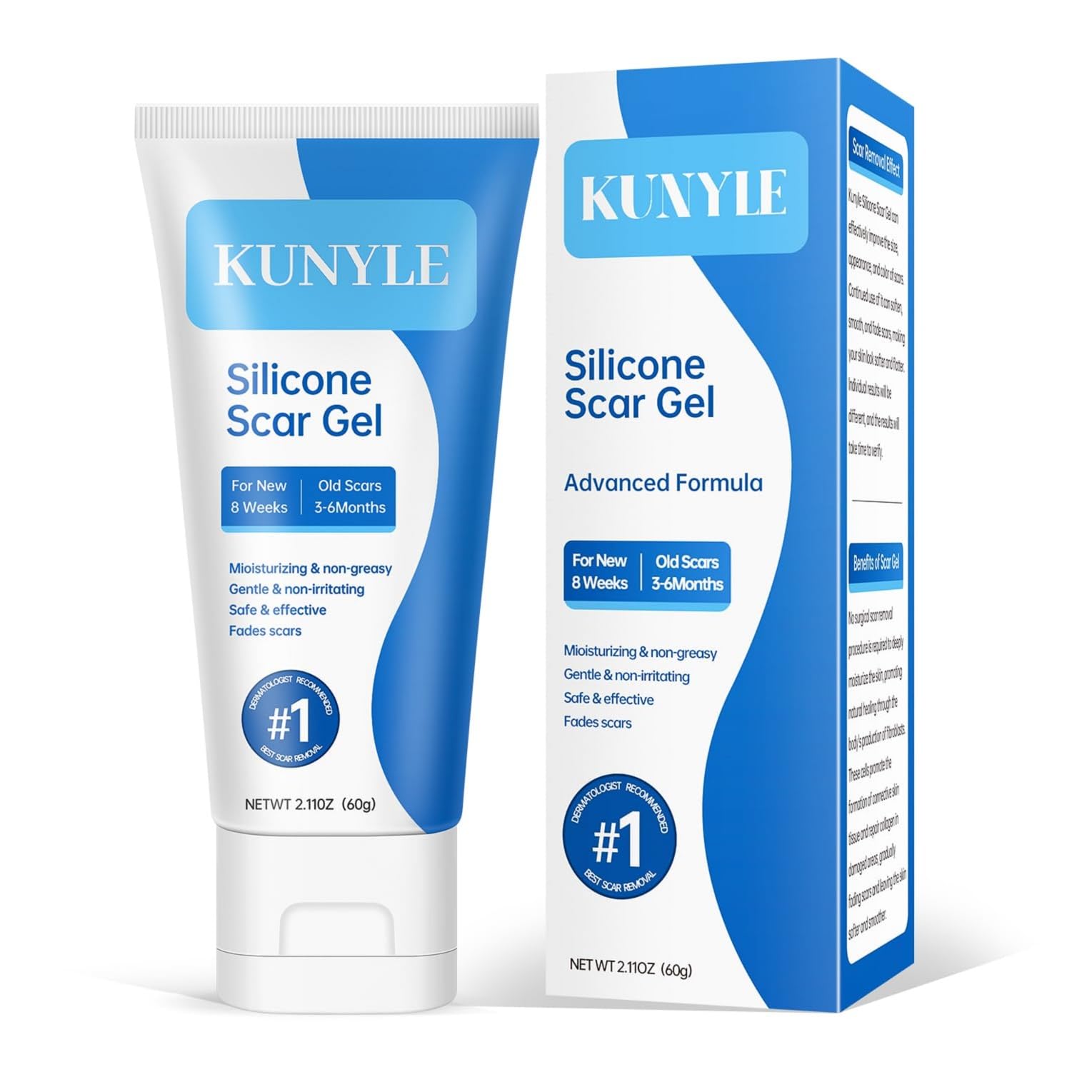Kunyle Silicone Scar Gel – Advanced Scar Cream for Surgical Scars, Stretch Marks & Keloids (60g)