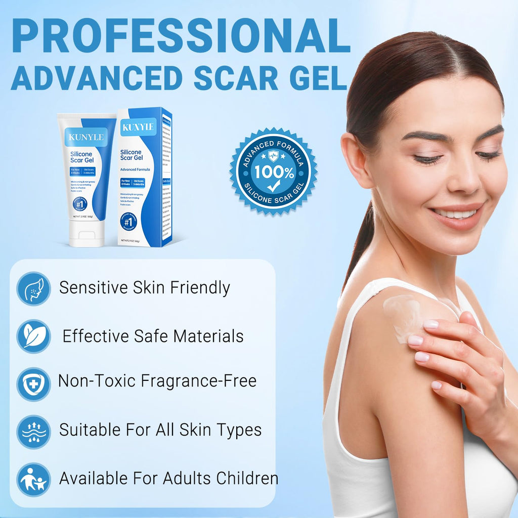 Kunyle Silicone Scar Gel – Advanced Scar Cream for Surgical Scars, Stretch Marks & Keloids (60g)