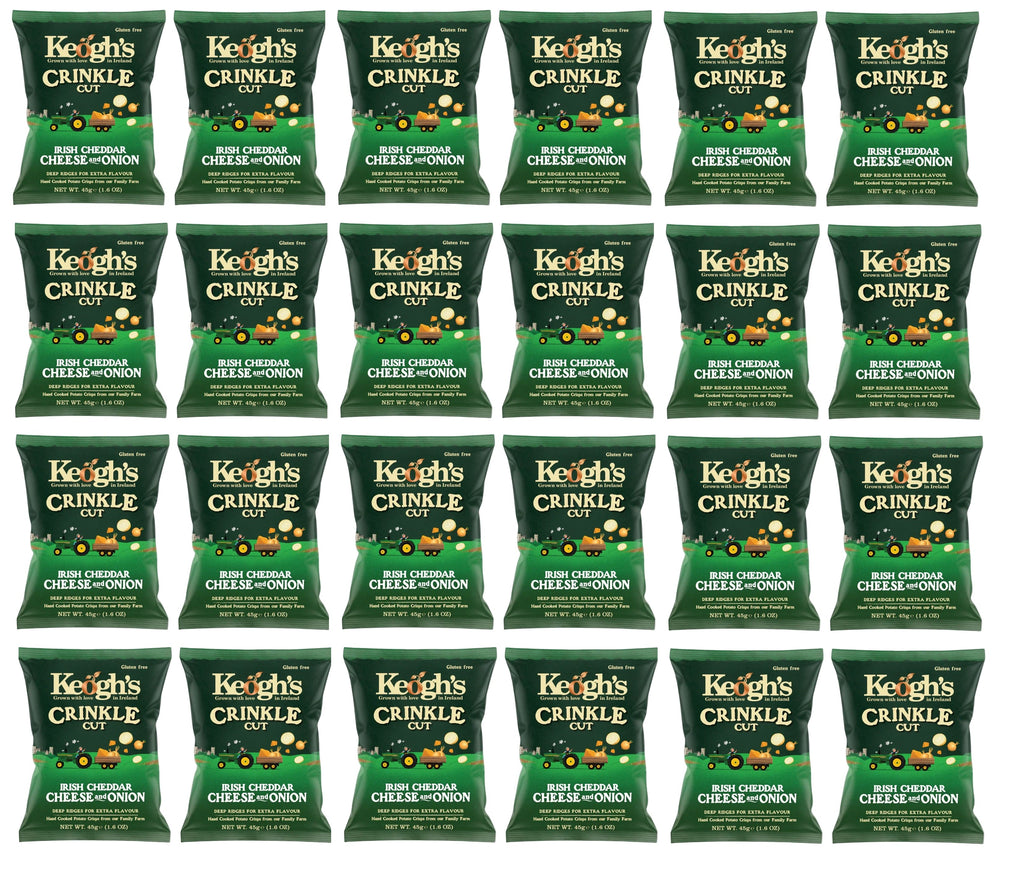 24 x Keoghs Crinkle Cut Cheddar & Red Onion 45Gm