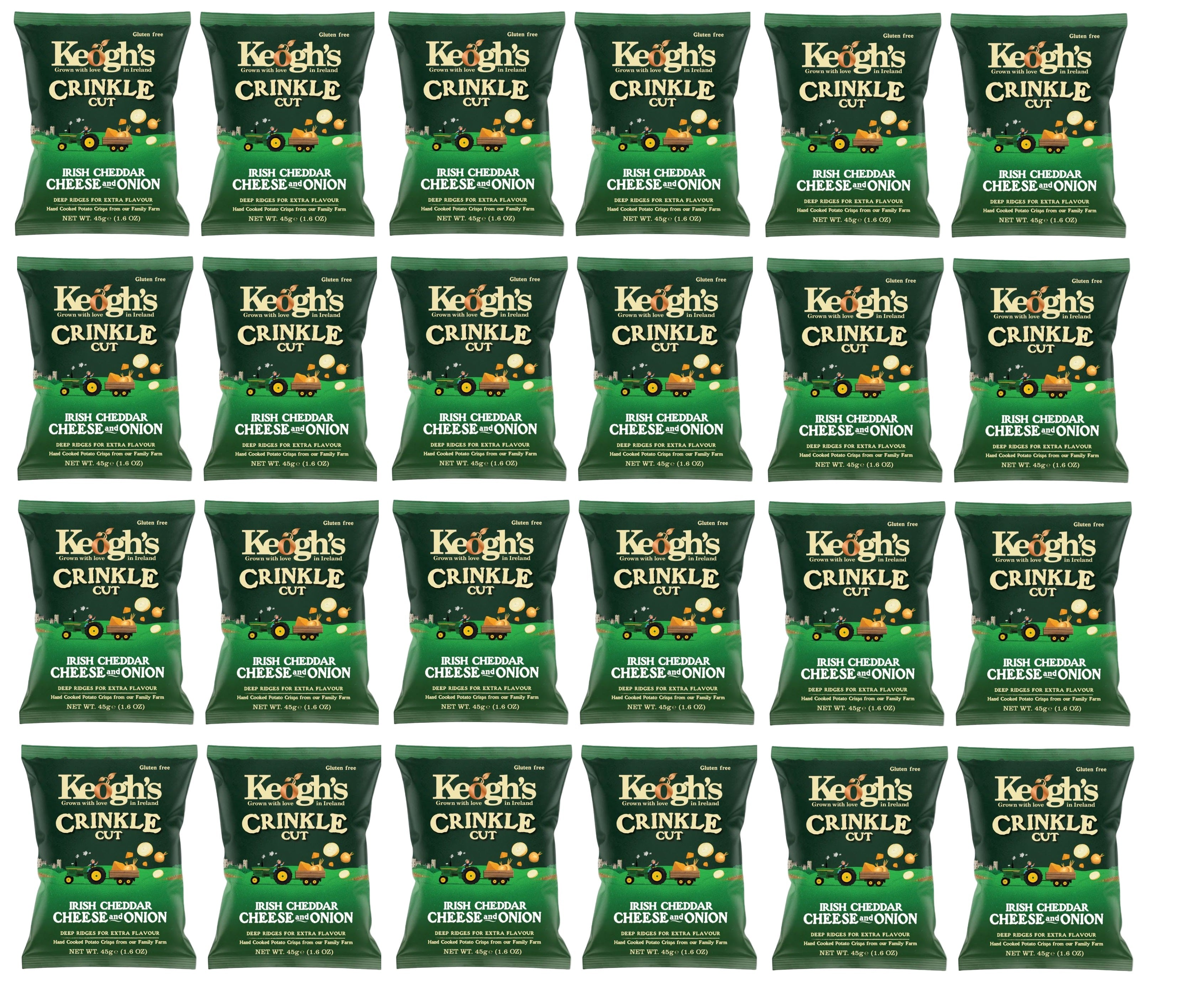 24 x Keoghs Crinkle Cut Cheddar & Red Onion 45Gm