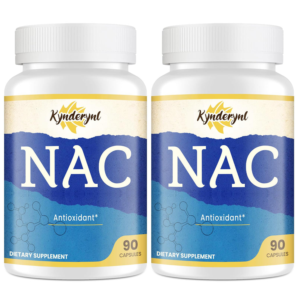 Kynderynl NAC Supplement 1000mg - High-Dose NAC + Milk Thistle, Quercetin, Resveratrol, Glutathione - Antioxidant Formula - 90 Vegan Capsules -2P