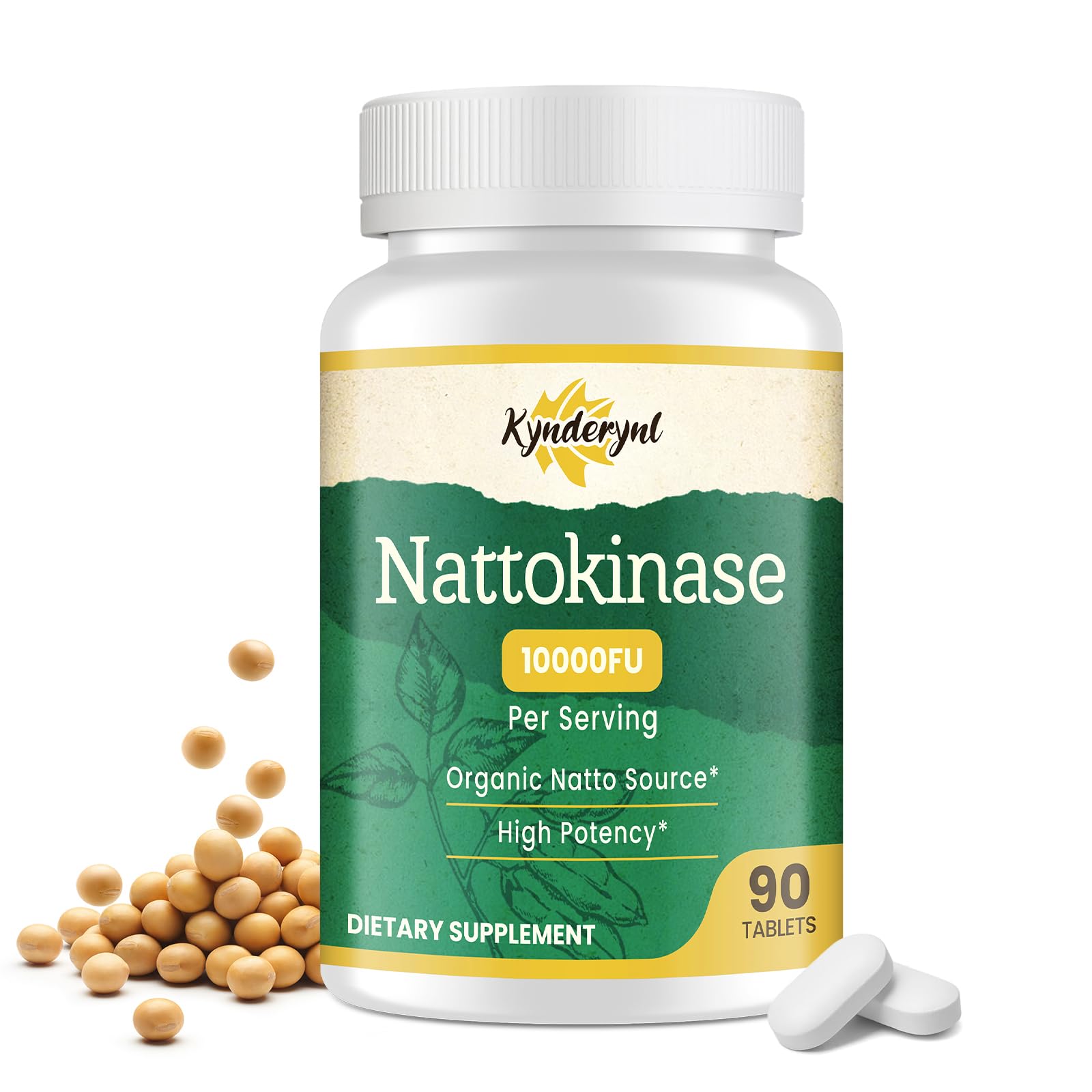 Kynderynl Nattokinase 10000FU – Organic Natto Enzyme 500mg, Enteric-Coated, Vegan