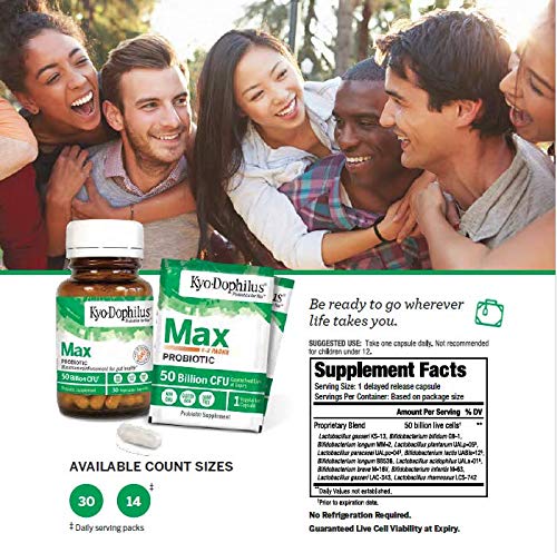 Kyo-Dophilus Max Probiotics, 30 Vegetarian Capsules | 50B CFU, 12 Strains