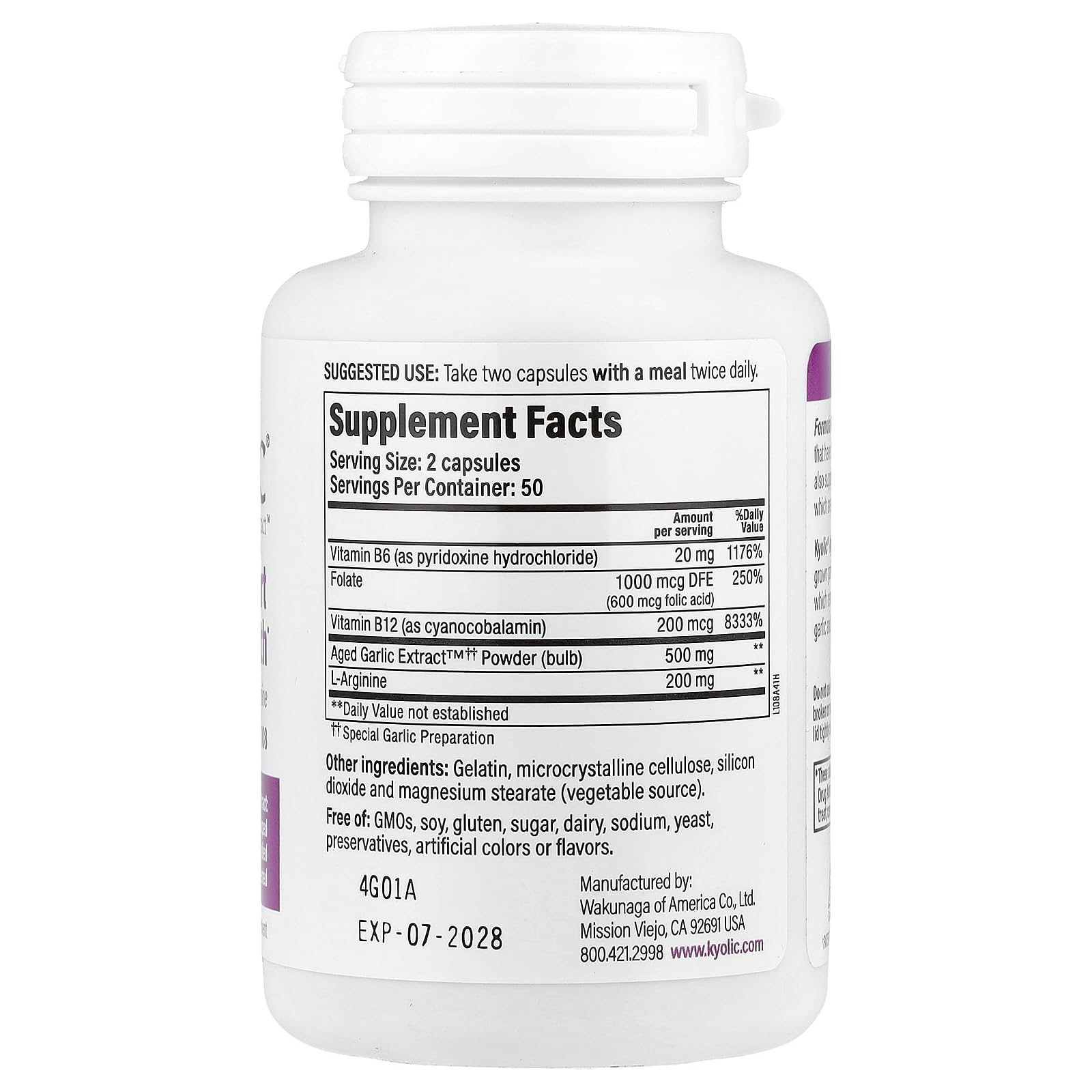Kyolic Aged Garlic Extract Total Heart Health Formula 108 - 100 Capsules