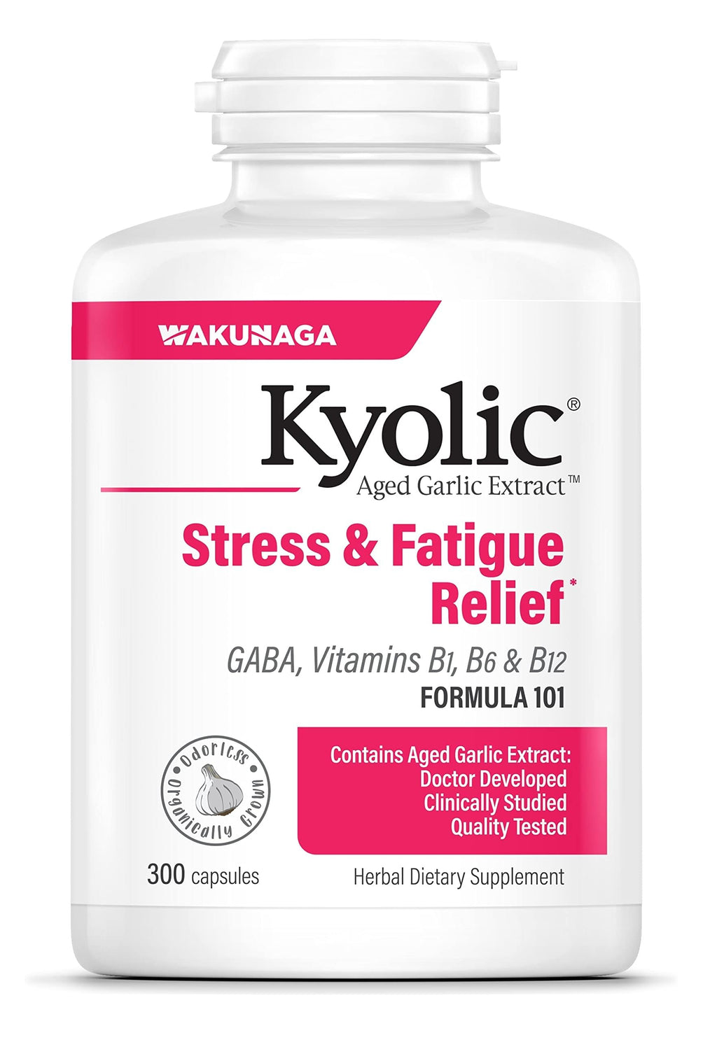 Kyolic Aged Garlic Extract Formula 101 – Stress & Fatigue Relief, 300 Capsules