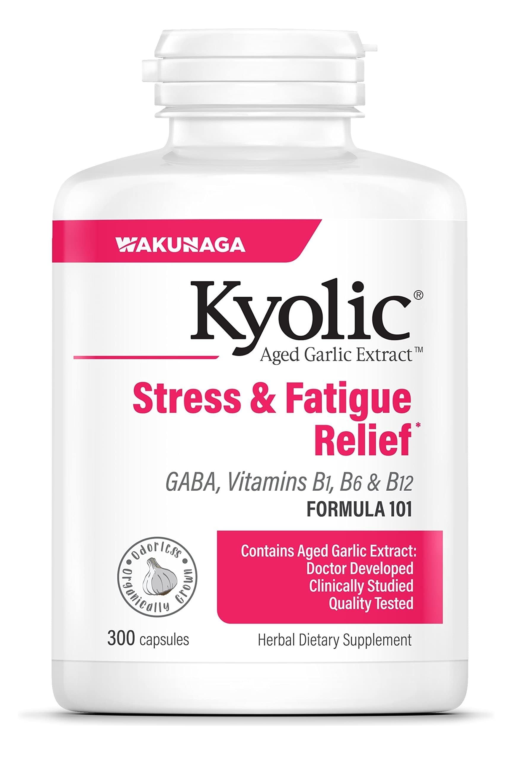 Kyolic Aged Garlic Extract Formula 101 – Stress & Fatigue Relief, 300 Capsules