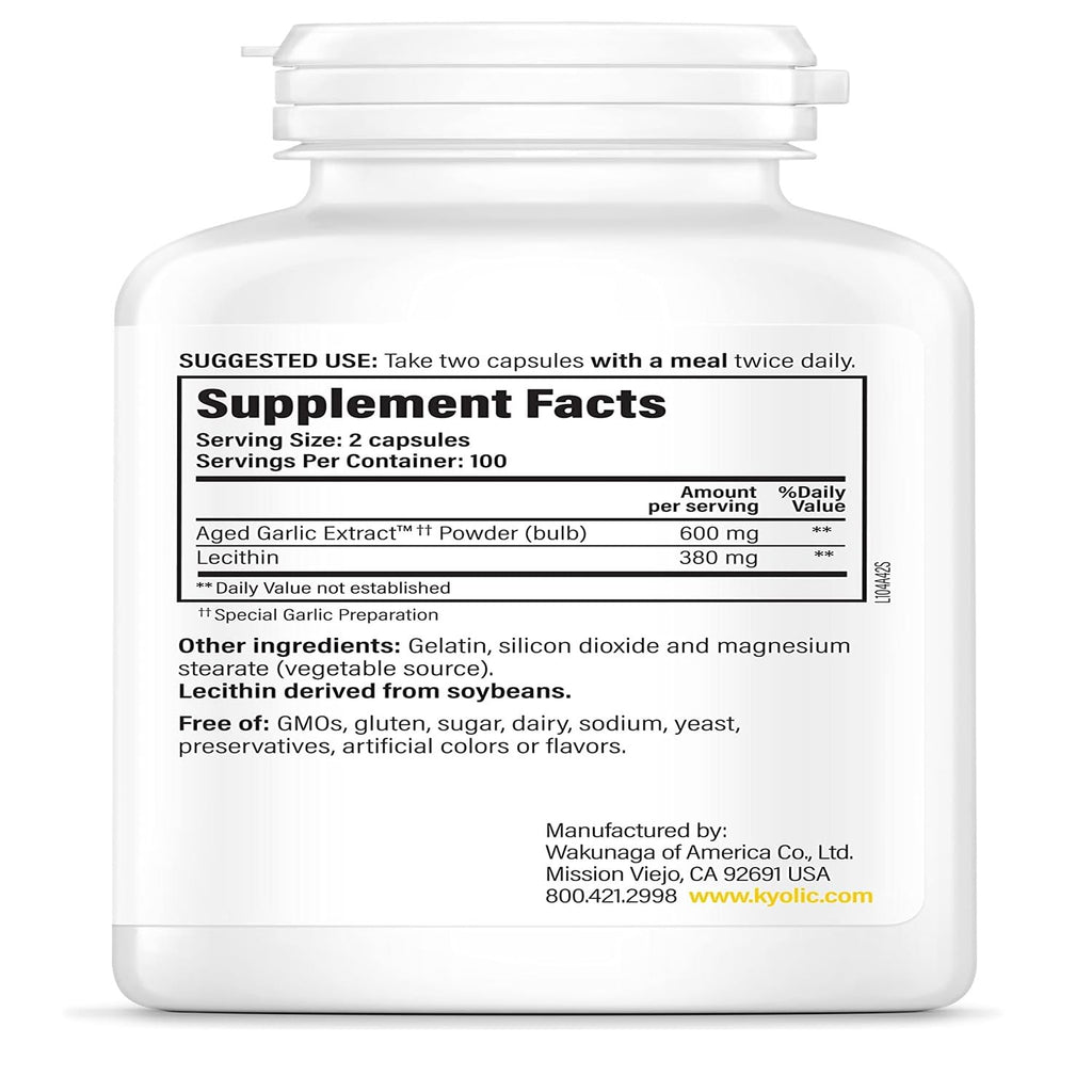 Kyolic Aged Garlic Extract Formula 104 – Cholesterol Health*, 200 Capsules