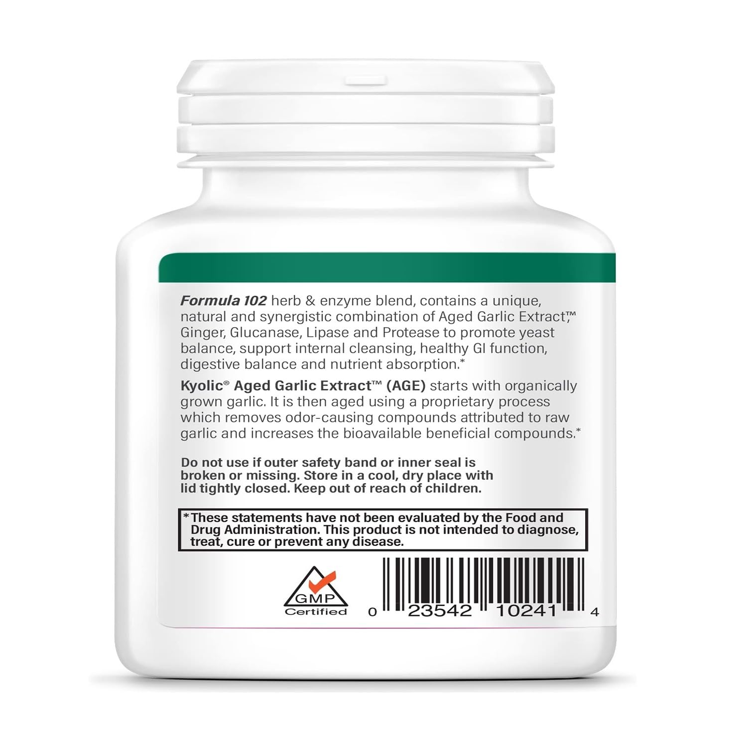 Kyolic Formula 102 Aged Garlic Extract - Candida Cleanse & Digestion (100 Caps)