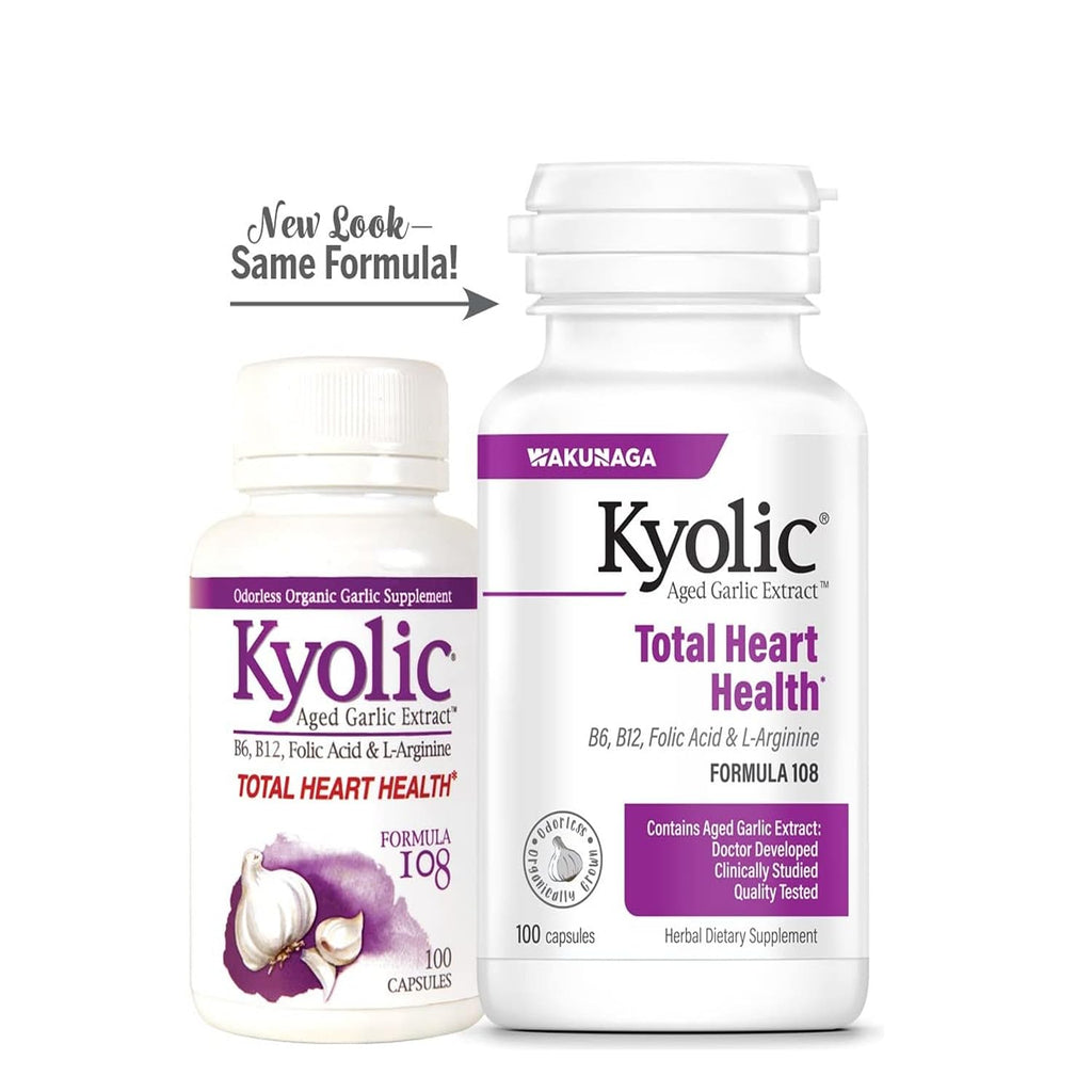 Kyolic Formula 108 Aged Garlic Extract – Total Heart Health, 100 Capsules