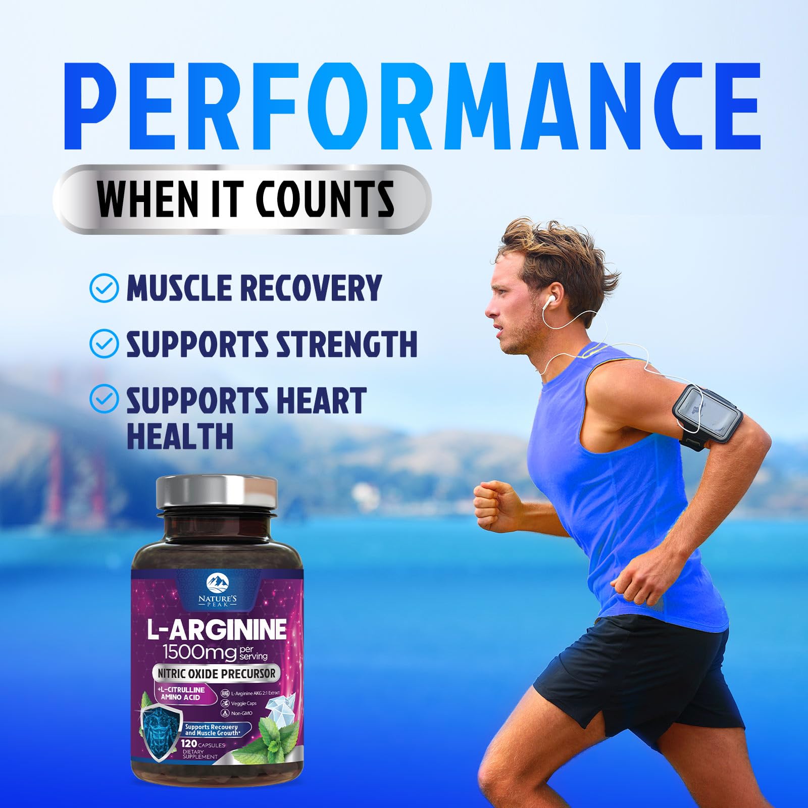 L-Arginine 1000mg Supplement – Heart Health & Energy Booster | 120 Capsules