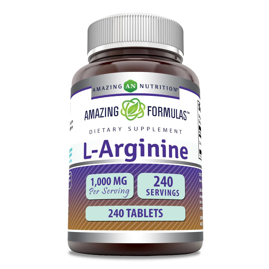 Amazing Formulas L-Arginine 1000mg Tablets - Non-GMO, Gluten Free, Made in USA (240 Count)