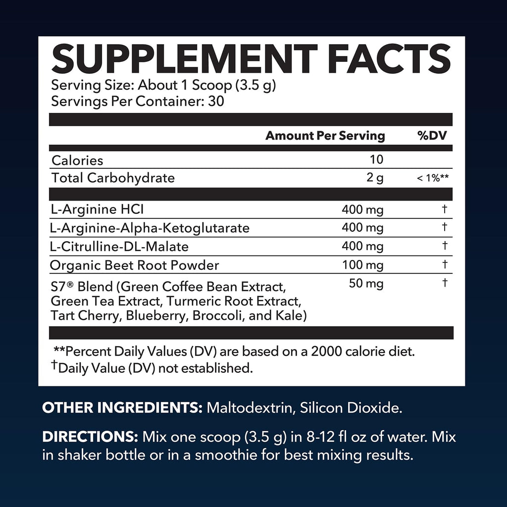 L-Arginine Powder | Nitric Oxide Booster with L-Citrulline & Beet Root – 30 Scoops, Unflavored