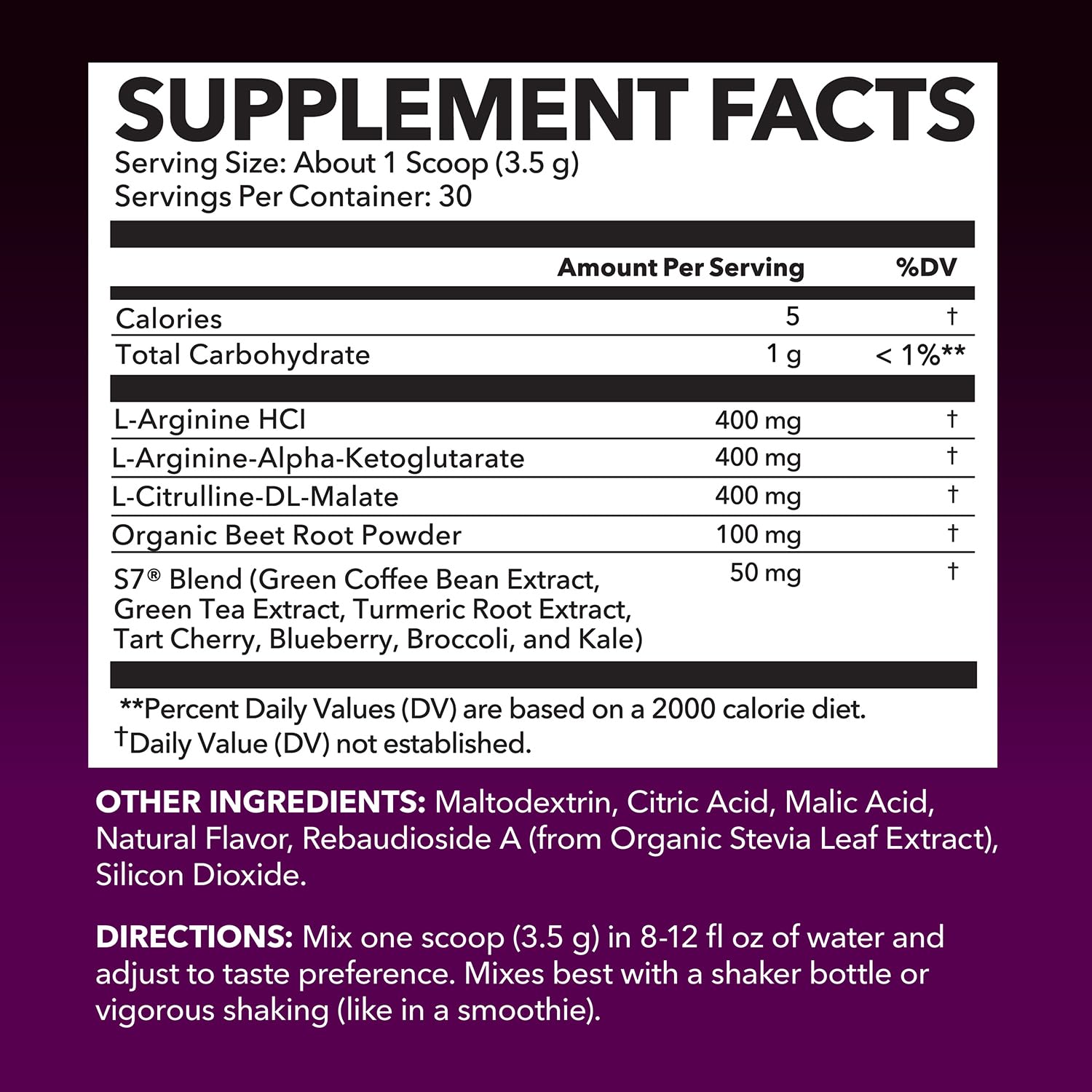 L-Arginine Powder with L-Citrulline & Beet Root - Pre/Post Workout Support, Mixed Berry, 30 Scoops