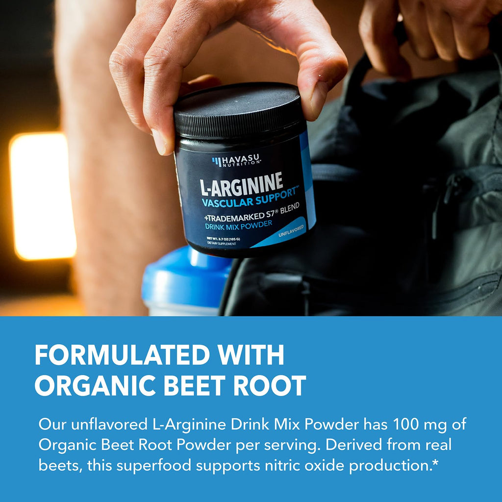 L-Arginine Powder | Nitric Oxide Booster with L-Citrulline & Beet Root – 30 Scoops, Unflavored