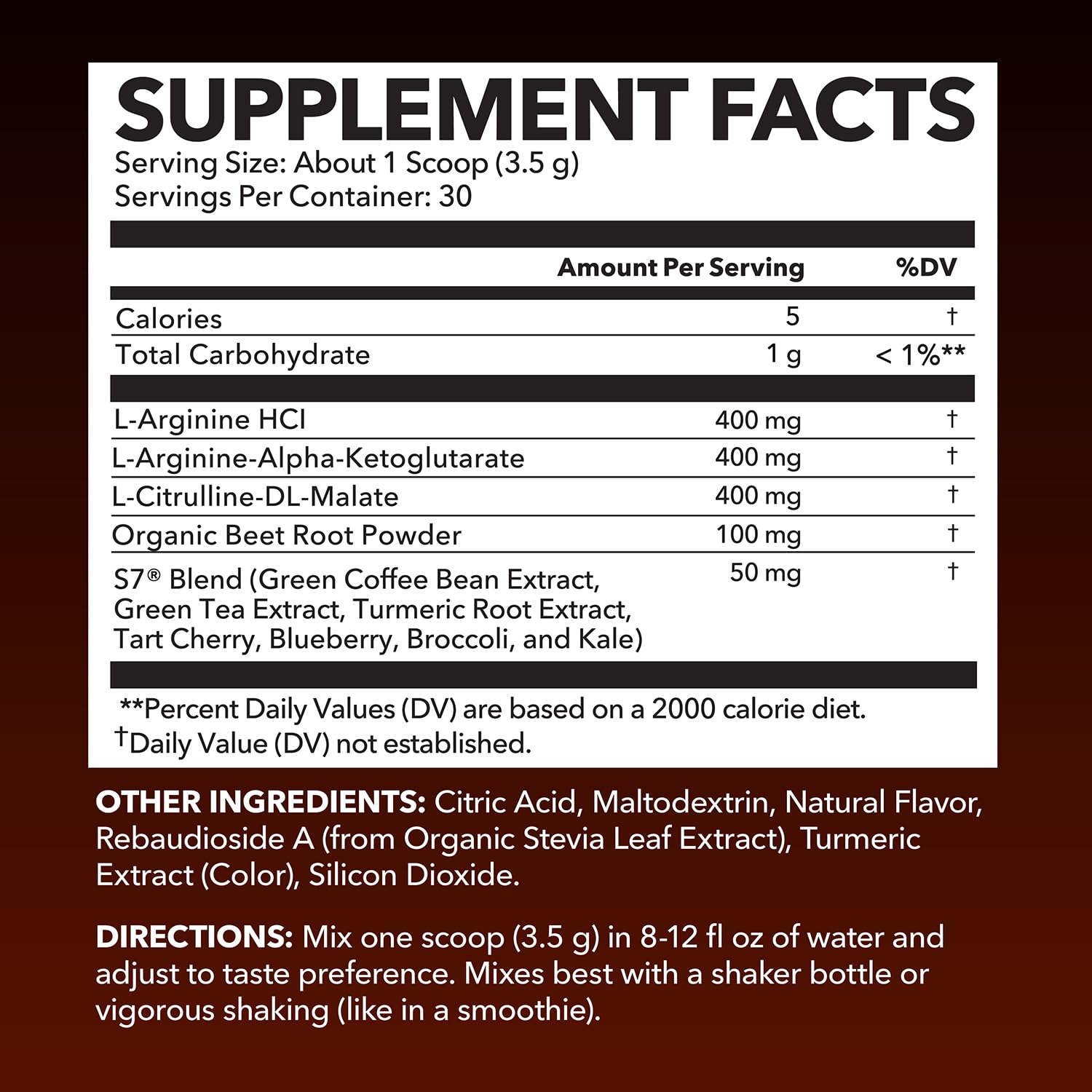 L-Arginine Powder – Tangerine Flavor with L-Citrulline & Beet Root | 30 Scoops