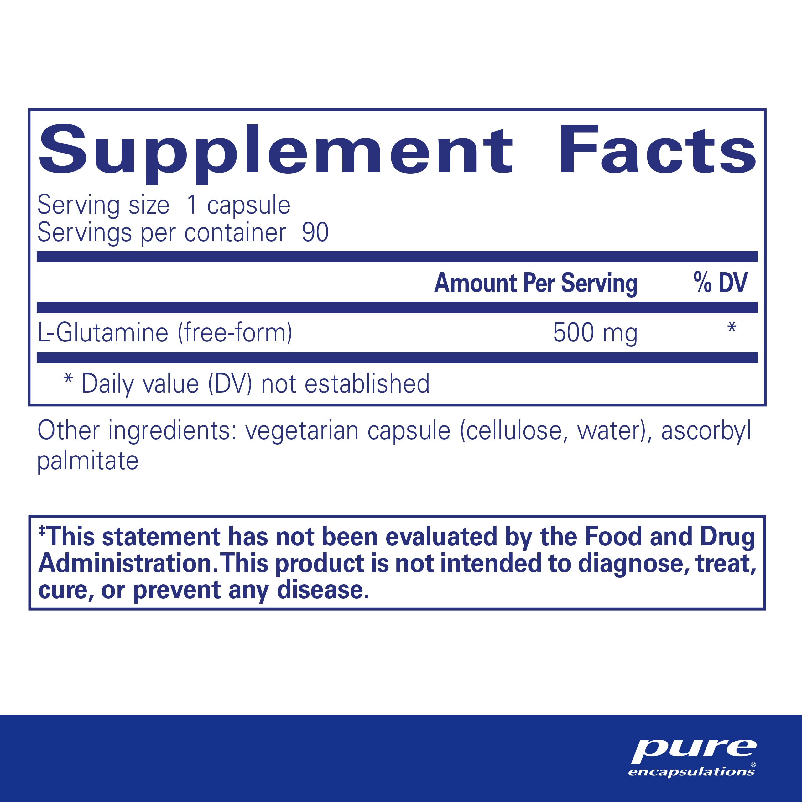 Pure Encapsulations L-Glutamine 500 mg | Immune & Digestive Support • 90 Capsules