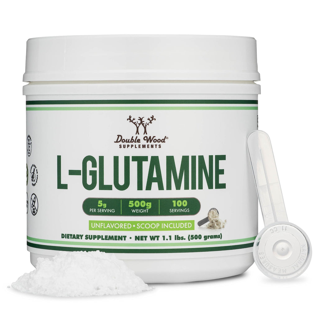 L-Glutamine Powder 1.1lbs (100 Servings) Unflavored - Keto & Vegan | Double Wood