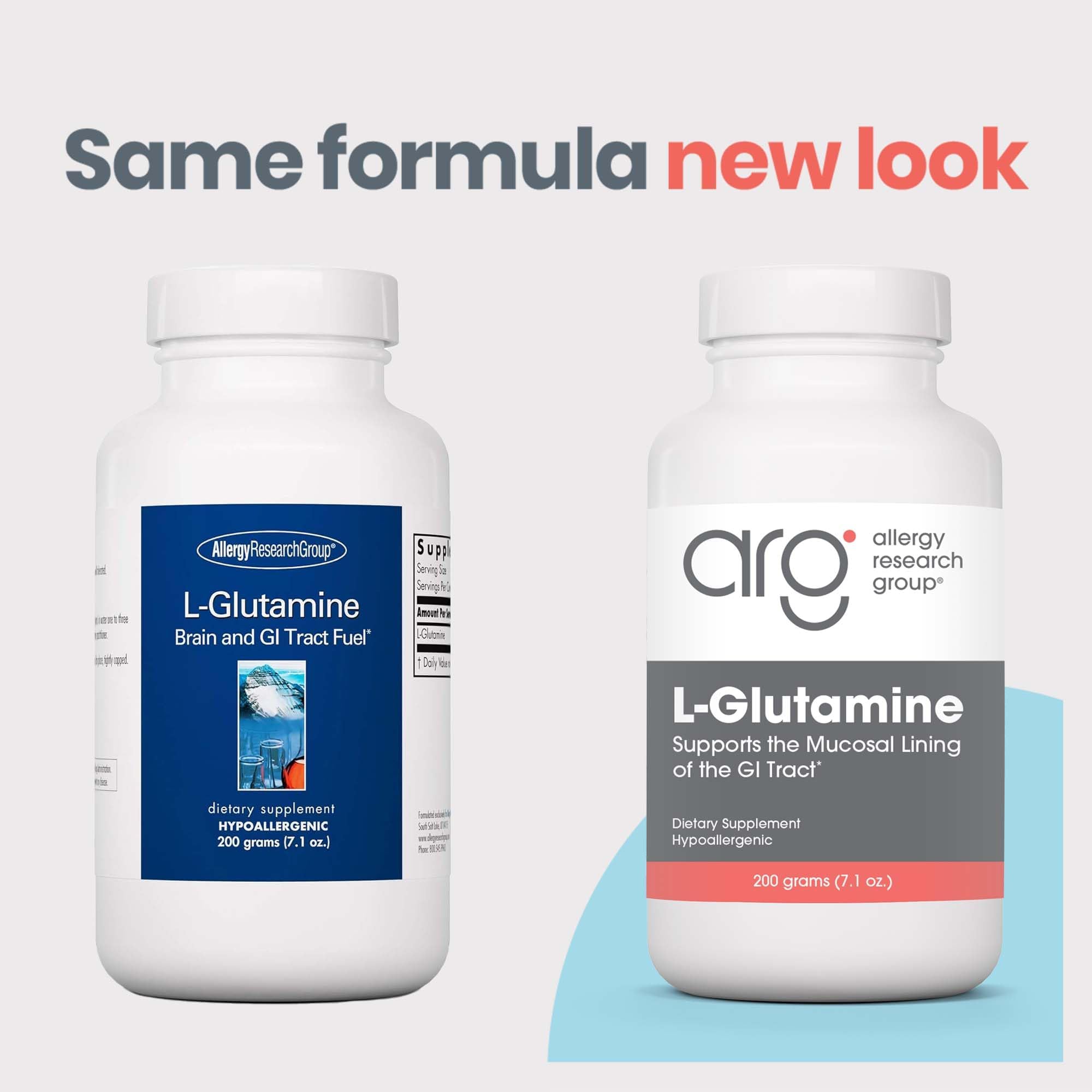 L-Glutamine Powder – Gut Health | Allergy Research Group, Free-Form Amino Acid, 4.7 g, 7.1 oz