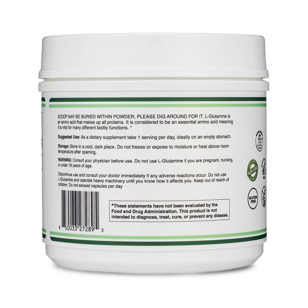 L-Glutamine Powder 1.1lbs (100 Servings) Unflavored - Keto & Vegan | Double Wood