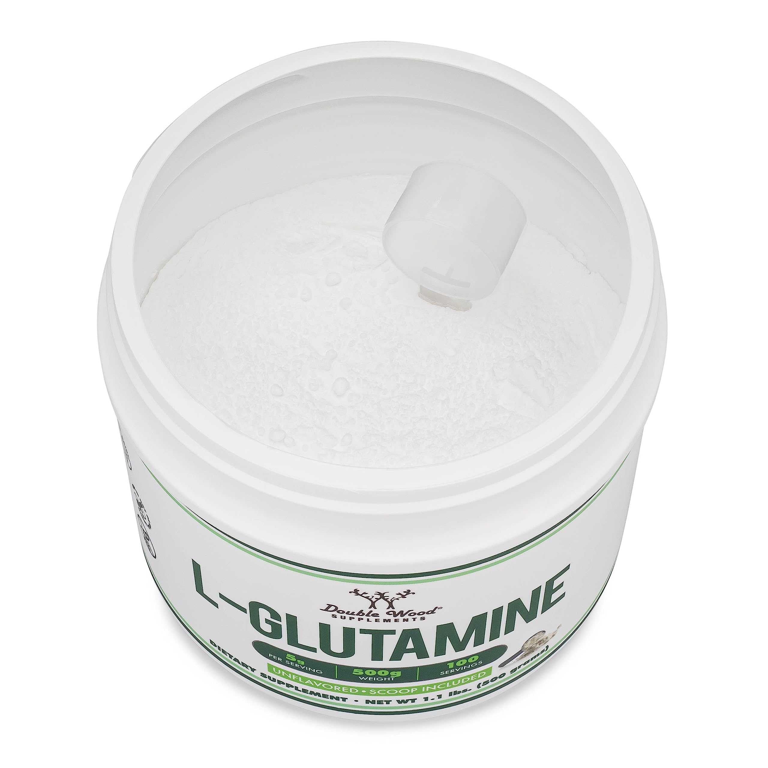 L-Glutamine Powder 1.1lbs (100 Servings) Unflavored - Keto & Vegan | Double Wood