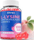 L-Lysine Gummies 1000mg with Monolaurin – Sugar-Free Peach Immune Support (60 Count)