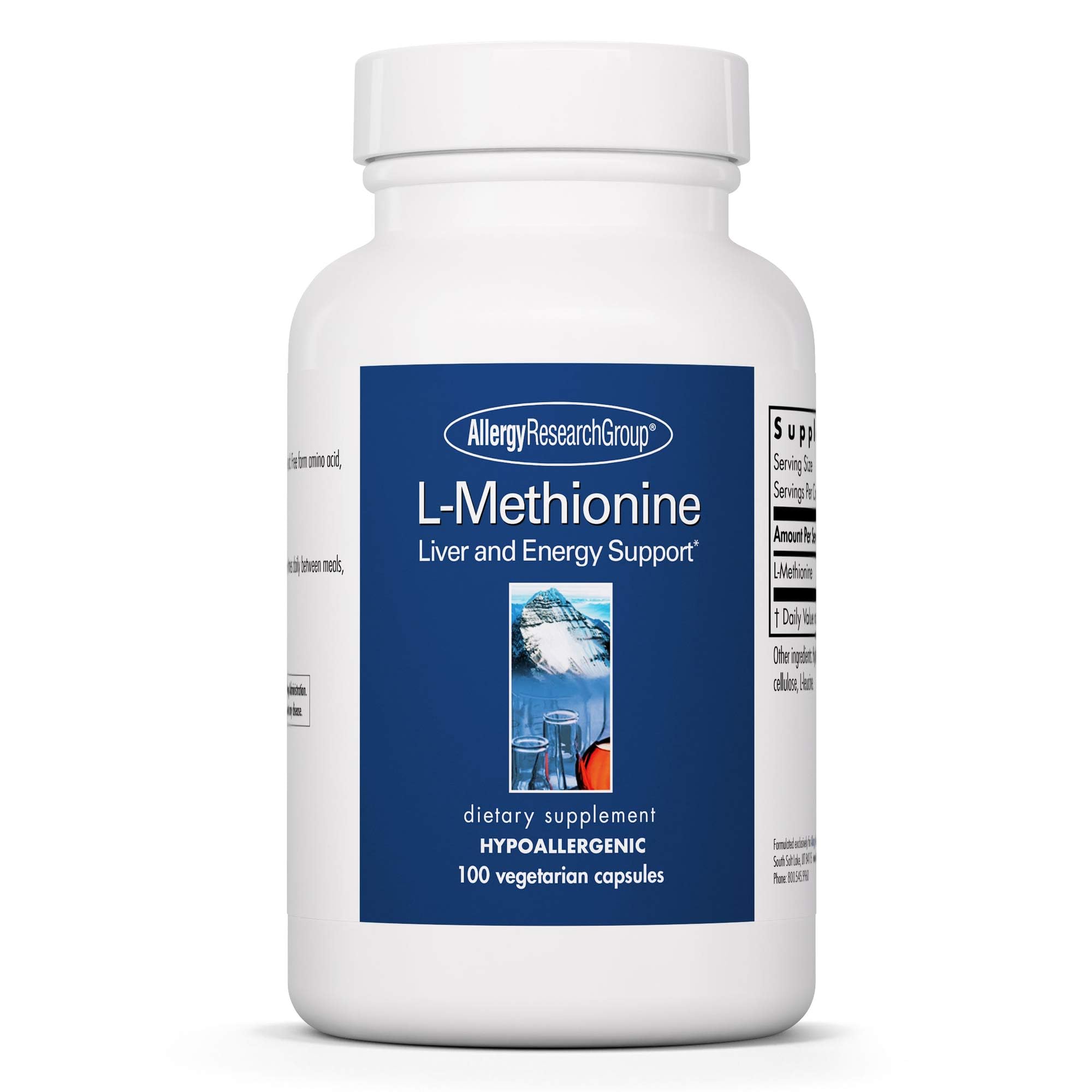 L-Methionine 500mg – Liver & Energy Support | Allergy Research Group | Vegetarian Capsules (100 Count)