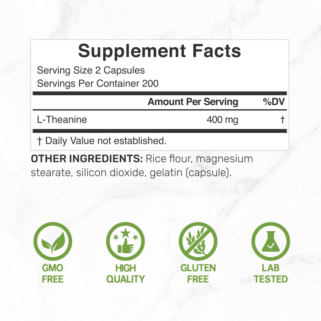 L-Theanine 400mg – 400 Caps | Extra Strength Theanine for Focus & Relaxation
