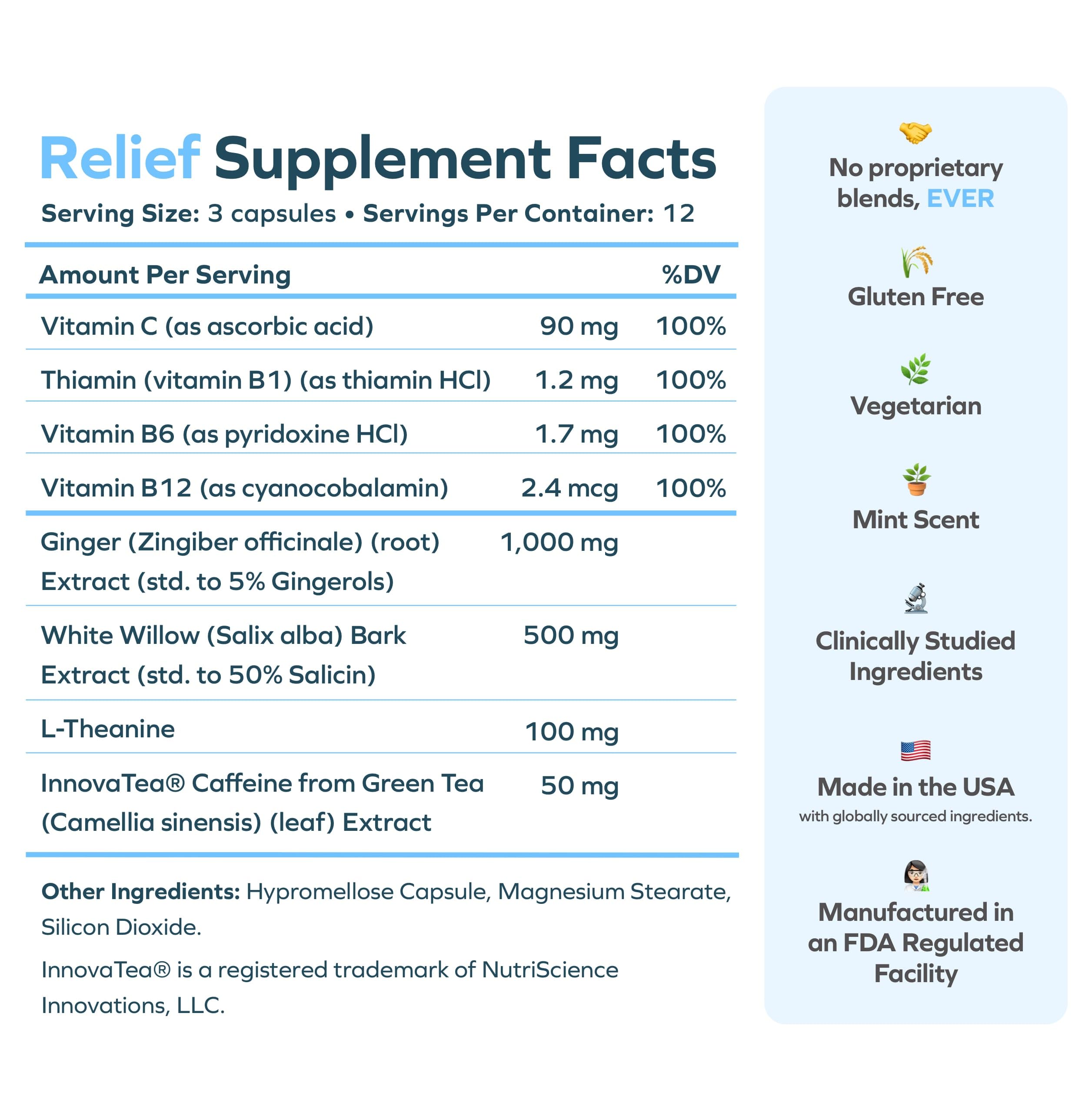 Cheers Relief – Next Morning Aid with Ginger, Willow Bark, L-Theanine & Caffeine | 12 Doses